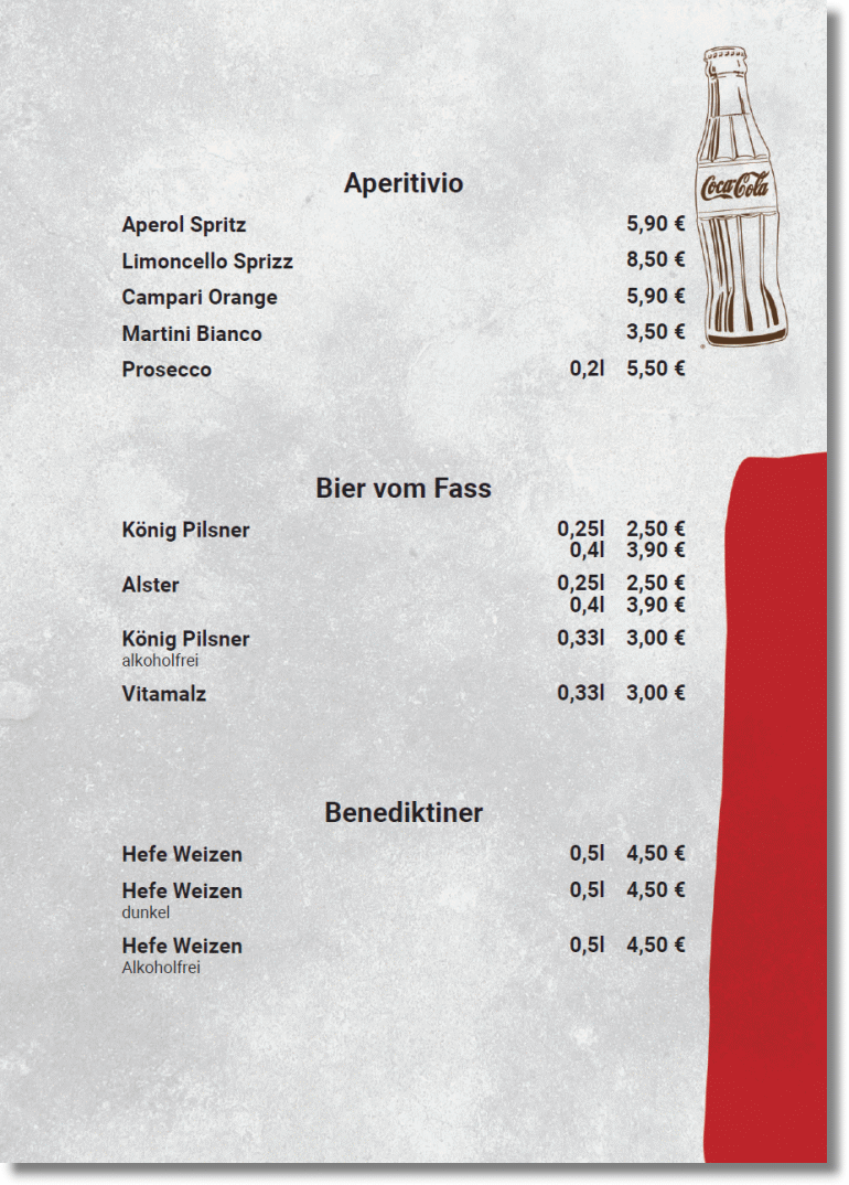 Speisekarte Speisekarte